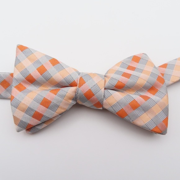 Alfani Other - Alfani Bow Tie Polyester Pink Orange Blue Check 2.5" Wide Pre Tied
